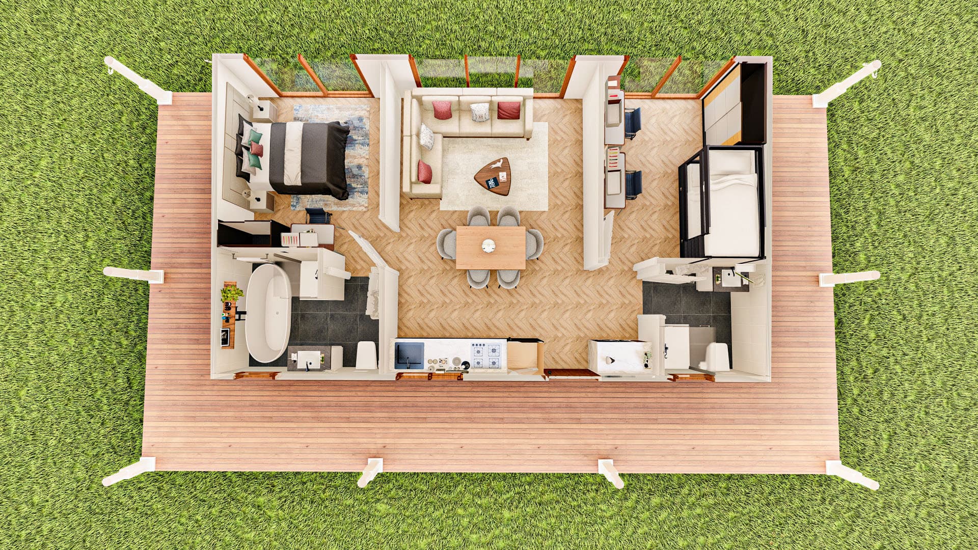 Typical two bedroom floor plan — schematic layout with bedroom, living, and wet areas in a compact footprint.